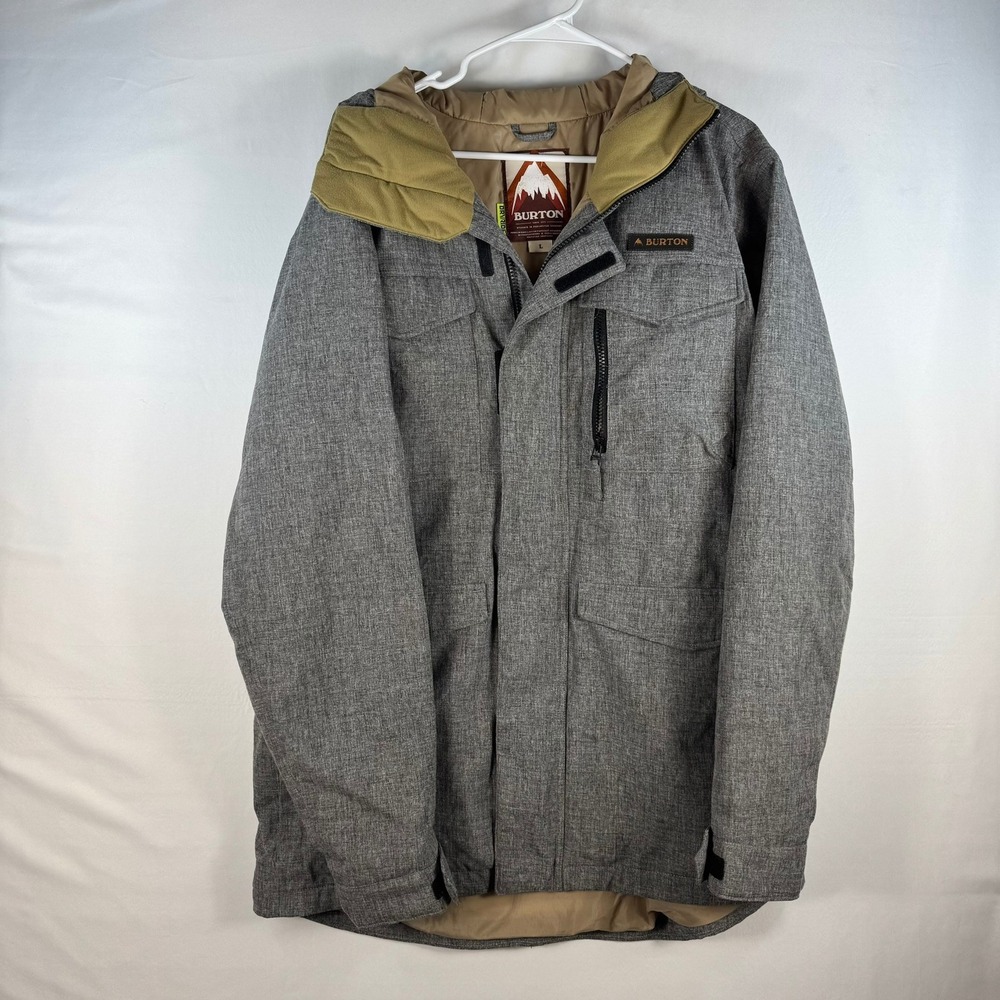 Burton Dryride Snowboard Jacket Mens Large Gray Heathered Hooded Ski Parka